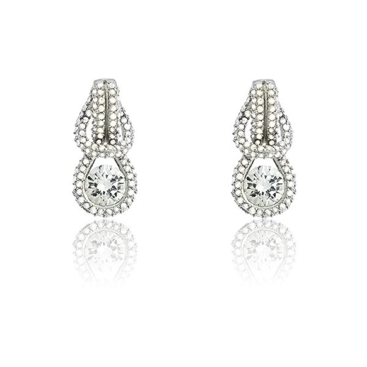 Sterling Silver CZ "Love Knot" w/ Center CZ Earrings
