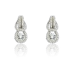 Sterling Silver CZ "Love Knot" w/ Center CZ Earrings