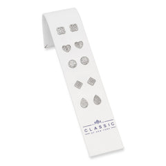 Sterling Silver Set of 5 Pave CZ Earring