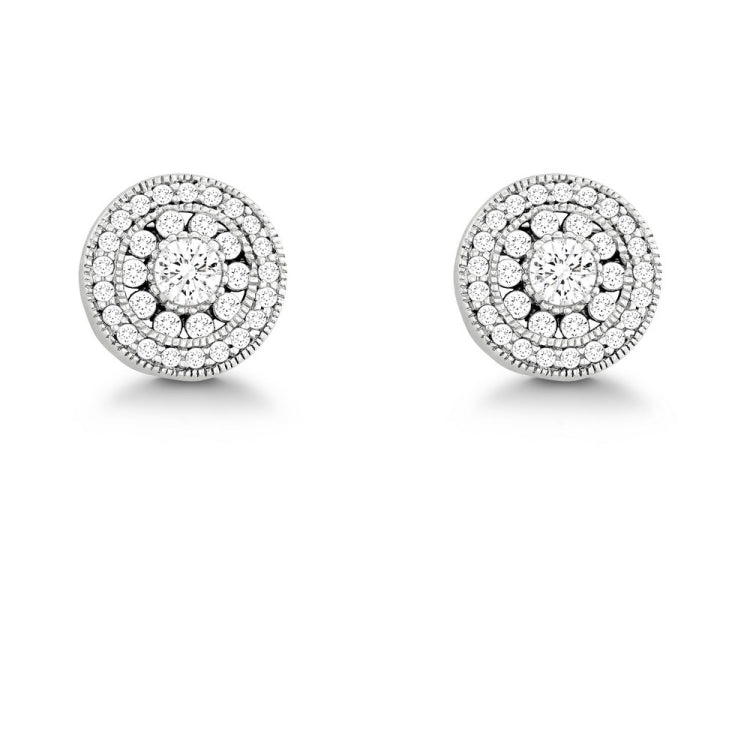 Sterling Silver Round Micro Pave Stud Earrings