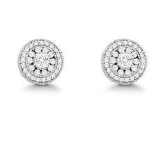 Sterling Silver Round Micro Pave Stud Earrings