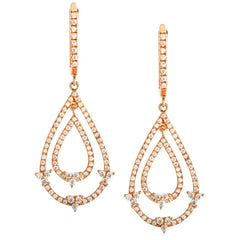 Sterling Silver Rose GP Double Open Teardrop Micro Pave Earrings