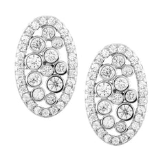 Sterling Silver Oval Bezel Set CZ Earrings