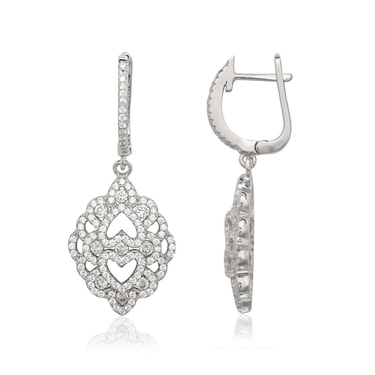 Sterling Silver Fancy CZ Micro Pave Earrings