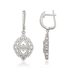 Sterling Silver Fancy CZ Micro Pave Earrings