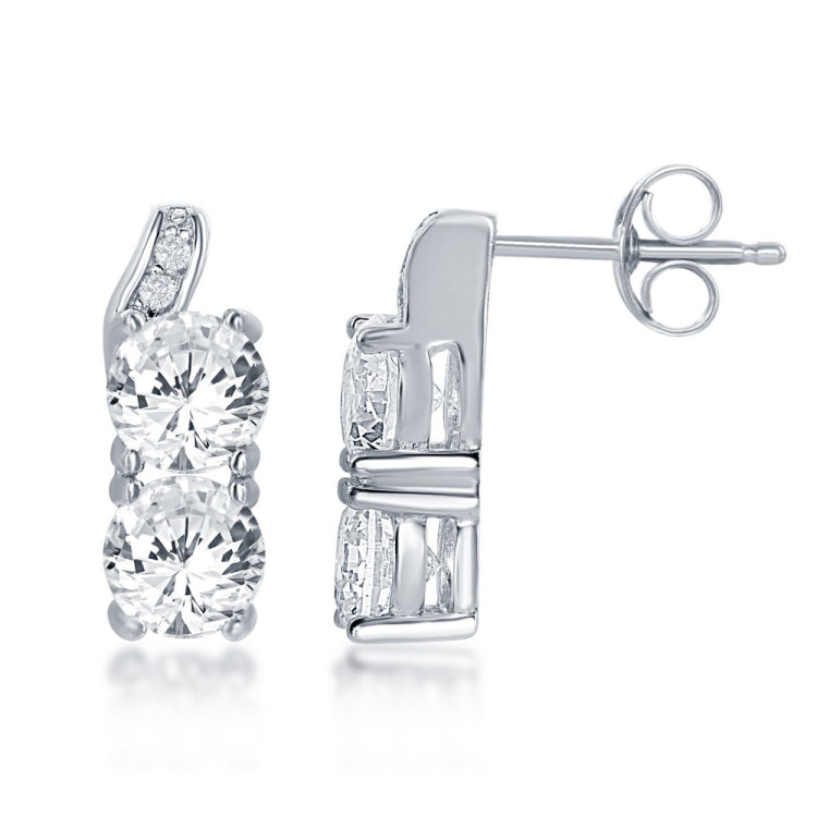Sterling Silver "Us2gether" Square CZ Earrings