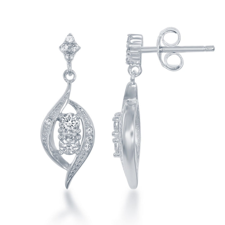 Sterling Silver Marquise "Us2gether" CZ Earrings
