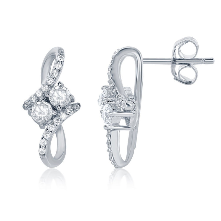 Sterling Silver "Us2gether" CZ Earrings