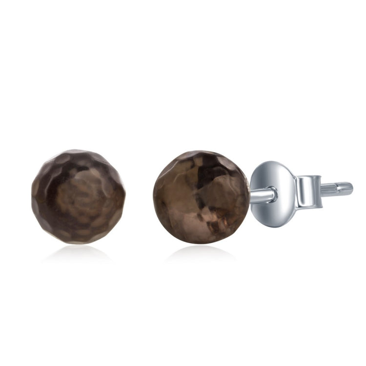 Sterling Silver Round Faceted "Smokey" 6MM Stud Earrings