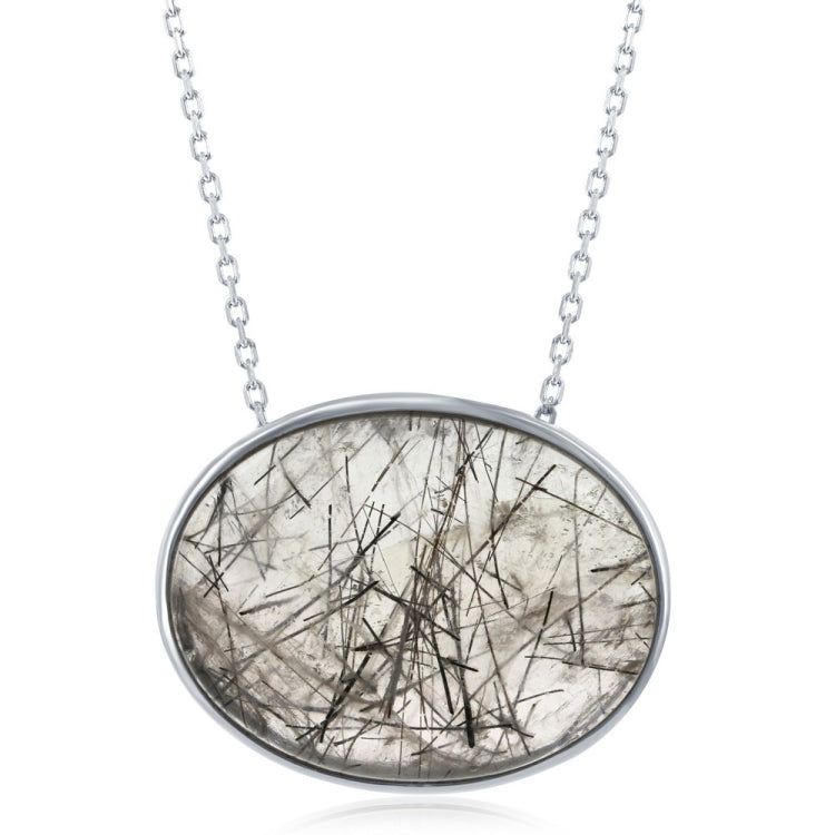 Sterling Silver Oval Black Rutilated Pendant