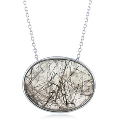 Sterling Silver Oval Black Rutilated Pendant