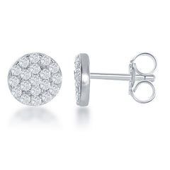 Sterling Silver Small CZ 7mm Round Stud Earrings