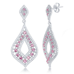 Sterling Silver Open Curved Marquise CZ Earrings