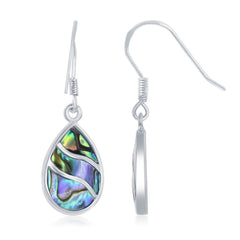 Sterling Silver Abalone Waves Design Teardrop Earrings
