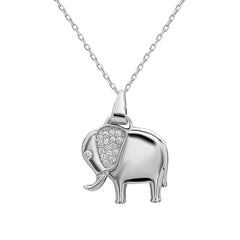 Sterling Silver Elephant with CZ Ear Pendant