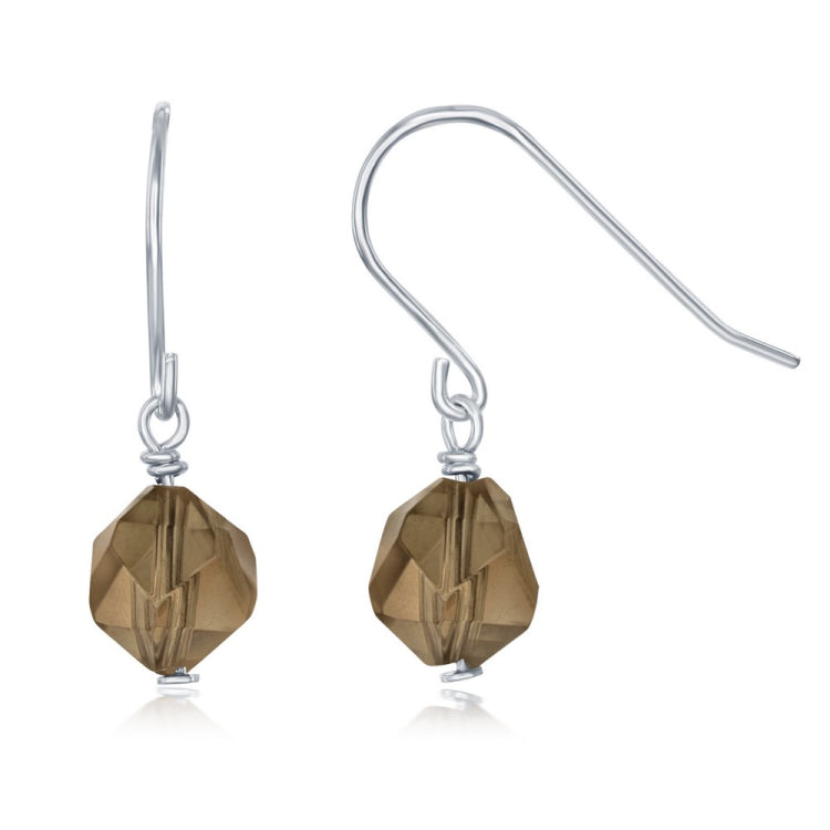Sterling Silver "Smokey" 8MM Rock Earrings