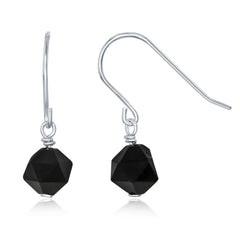 Sterling Silver "Black Agate" 8MM Rock Earrings