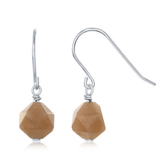 Sterling Silver "Peach Moonstone" 8MM Rock Earrings