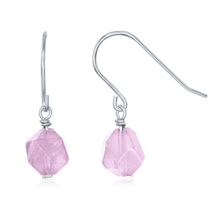 Sterling Silver "Amethyst" 8MM Rock Earrings