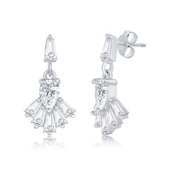 Sterling Silver Baguette CZ Stud Earrings