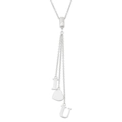 Sterling Silver Dangling I, "Heart", U Necklace