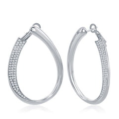 Sterling Silver Half Micro Pave J-Design Earrings