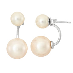 Sterling Silver 6mm & 10mm Pink Pearl Ear Cuff & Stud Earring