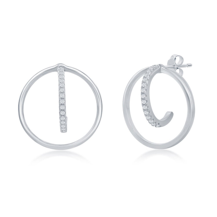Sterling Silver 3D Round Open Earrings