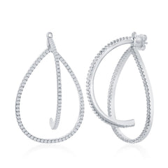 Sterling Silver 3D Teardrop CZ Earrings