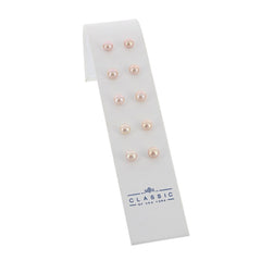 Set of 5 Sterling Silver 6mm Blush Freshwater Pearl Stud Earrings