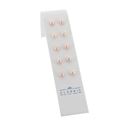 Set of 5 Sterling Silver 8mm Blush Freshwater Pearl Stud Earrings
