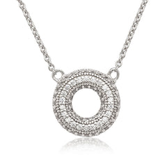 Sterling Silver 18" Small Open Micro Pave CZ Circle Necklace