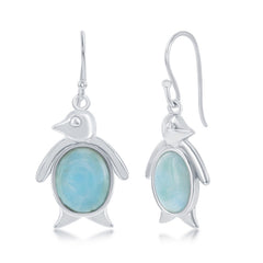 Sterling Silver Larimar Penguin Earrings