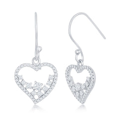 Sterling Silver Open CZ Heart Earrings