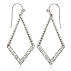 Sterling Silver Open Diamond with Half CZ Earrings