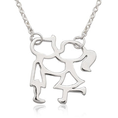 Sterling Silver Girl and Boy Cutout Necklace