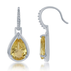 Sterling Silver Citrine Teardrop Earrings