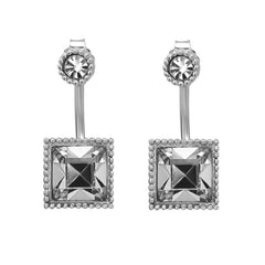 Sterling Silver Square Crystal Ear Cuff Earrings