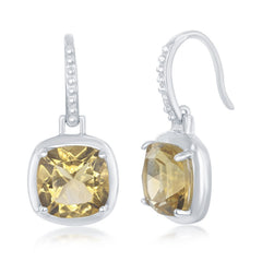 Sterling Silver 0.7952cttw Citrine Square Earrings