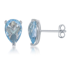 Sterling Silver Teardrop Blue Topaz Earrings
