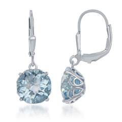 Sterling Siliver Round Blue Topaz Earrings