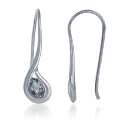 Sterling Silver Long Teardrop Blue Topaz Earrings