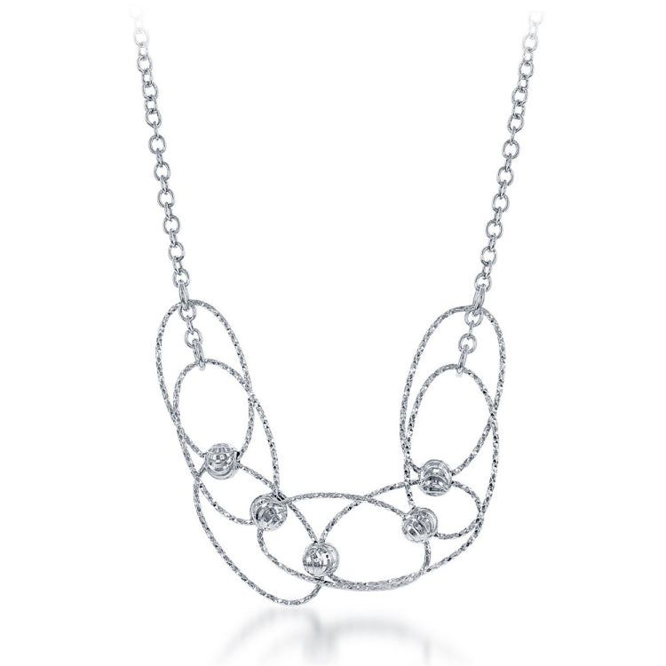 Sterling Silver Diamond Cut Beads and Wires Necklace