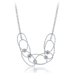 Sterling Silver Diamond Cut Beads and Wires Necklace