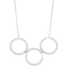 Sterling Silver Triple Open Circles with Diamond Cut Beads Necklace