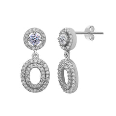 Sterling Silver Open CZ Oval Earrings