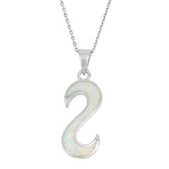 (SPECIAL ORD) Sterling Silver S Shaped White Inlay Opal Pendant