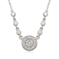 Sterling Silver 16+2" CZ Disc Necklace