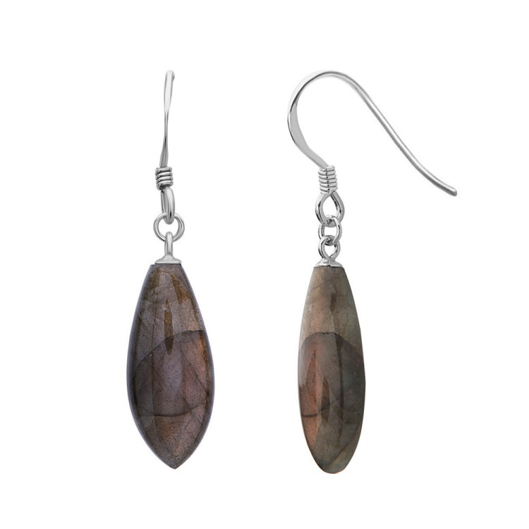 Sterling Silver Brown Labradorite Small Marquise Earrings