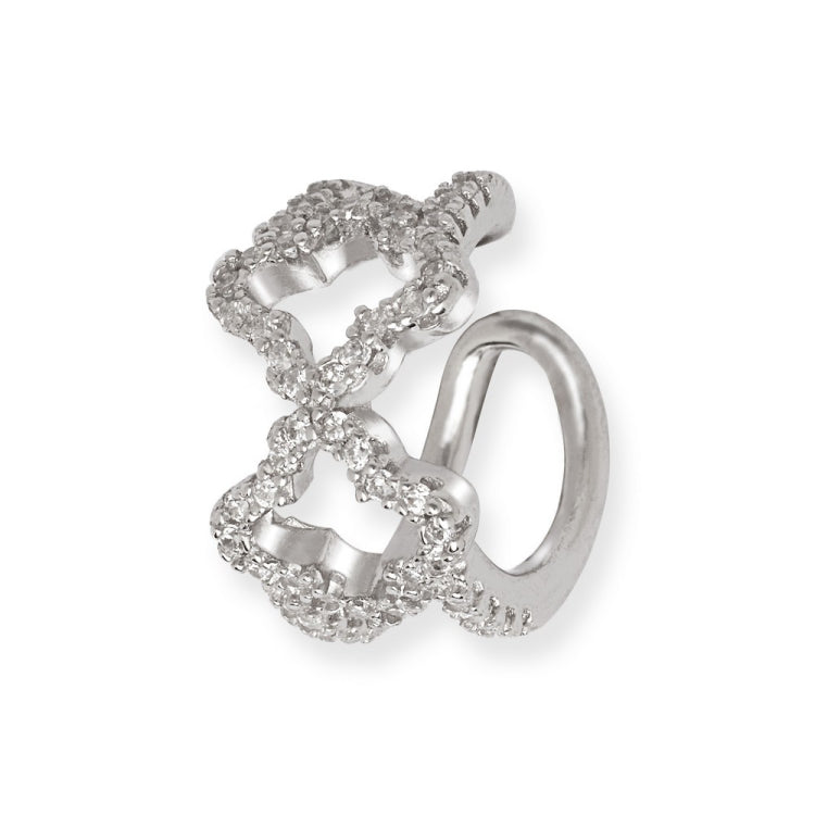 Sterling Silver Open CZ Clover Ear Clip